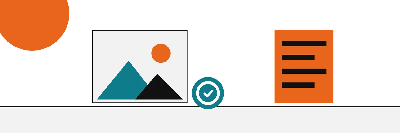 Flat geometric drawing of a photo carrying a seal, beside a list of recorded edits.
