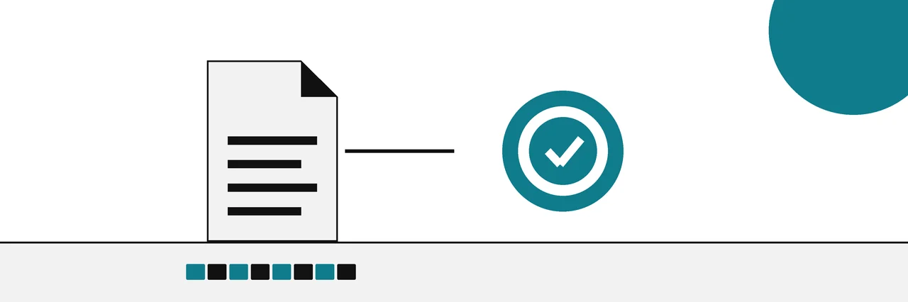 Flat geometric drawing of a file with its fingerprint strip and a signature seal beside it.