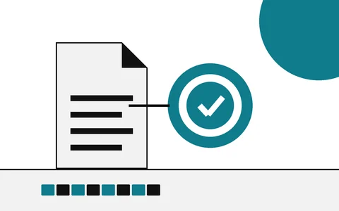 Flat geometric drawing of a file with its fingerprint strip and a signature seal beside it.