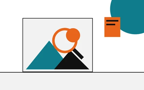 Diagram of a magnifier disc over a photo with a label in the corner.